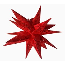 3D Multipoint Spiral Embroidered Christmas X'mas Star -- 40 cms - Red