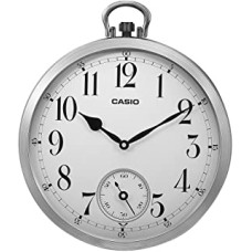 Casio Round Resin Analog Wall Clock (IQ-668DF-WCL60, Silver)