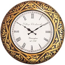 RoyalsCart Handcrafted Wooden Analog Wall Clock, Multi