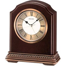 Seiko Desk Clock (16.4 cm x 14.2 cm x 5.8 cm, Brown, QXE018BN)