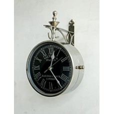 Tu Casa Double Sided Victorian Style Station Clock Steel (22.86 cm x 7.62 cm x 25.4 cm, Chrome and Black) TUD-1766-6