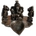 Ganesha with Riddhi Siddhi Brass Diya Idol