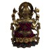 Lord Ganesha Brass Statue With Stonework (17 cms x 11.5 cms)