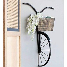 Karigaari India Wrought Iron Cycle Wall Hanging for Books, Decoratives