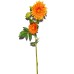 Fourwalls Artificial Ficus Plant in a Ceramic Vase for Home Décor (62 cm Tall, Brwon) + Decorative Artificial Crysanthemum Flower Stick (70 cm Tall, 3 Heads, Orange, Set of 2)