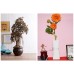 Fourwalls Artificial Ficus Plant in a Ceramic Vase for Home Décor (62 cm Tall, Brwon) + Decorative Artificial Crysanthemum Flower Stick (70 cm Tall, 3 Heads, Orange, Set of 2)