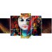 PPD Krishna Painting 5 Frames - Wall Decor Wall Decals Wall Hangings Home Decor Gift Items Beautiful and Serene surroundings That Bring Style to Your surroundings. (32 INCH X 60 INCH)
