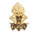 Panchdeep (5 Diyas) Ganesha Decorative Carving Brass Diya Stand (20 cm x 12 cm x 26, Brown and Golden)