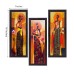 eCraftIndia Set of 3 Tribal Village Ladies Satin Matt Texture Up Art Painting & Antique Design Pendulum Handcrafted Wooden Wall Clock (28.75 cm X 5 cm X 28.75 cm, Black and Brown) Combo