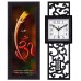 eCraftIndia 'Lord Ganesha and Om Matt Texture' Up Art Painting (Synthetic Wood, 18 cm X 2 cm X 41 cm) & Rectangle Wooden Analog Wall Clock (17 cm X 53 cm, Black, Wwccwk7147_Bl) Combo