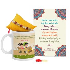 Designer Rakhi for Brother Bhai on Rakshabandhan with Gift (Printed Coffee Mug with Rakhi and Rakhi Special Wishes Card)