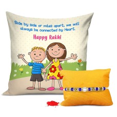 Rakhi Gift for Brother Handmade Rakhi for Brother on Rakshabandhan Printed Cushion with Filler -Rakhi and Gift for Brother